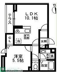 茅ヶ崎市浜竹4丁目マンション 1LDKの間取図画像
