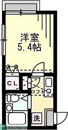 メープル北久里浜B 1Kの間取図画像