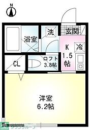セレーノ田浦1 1Kの間取図画像