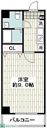 ヒルズ宮元町 1Kの間取図画像
