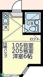 ユナイト上町ヘルマンミュラー ワンルームの間取図画像