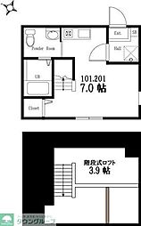 ハーミットクラブハウス ワンルームの間取図画像