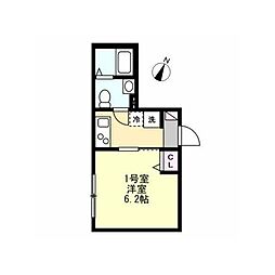 ベイルーム横須賀 1Kの間取図画像