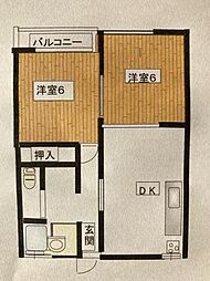 モンシェリー湖秀 2DKの間取図画像