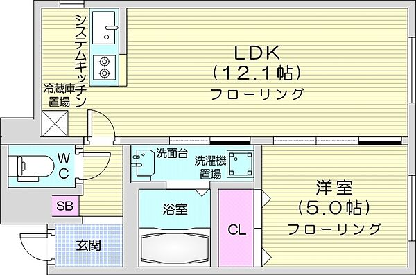 ステラカーサ ｜北海道札幌市東区北十八条東17丁目(賃貸マンション1LDK・4階・38.30㎡)の写真 その2