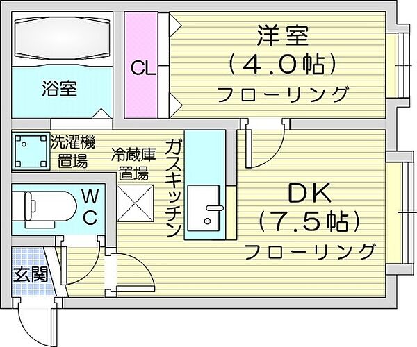 クルーズハウス東区役所前 ｜北海道札幌市東区北十条東6丁目(賃貸アパート1DK・3階・22.27㎡)の写真 その2