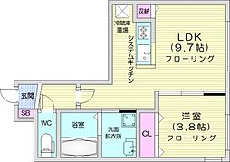 Halenix 札幌医大前 1階1LDKの間取り