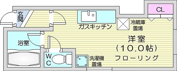 ハイツ藤川 ｜北海道札幌市中央区南十六条西9丁目(賃貸アパート1R・2階・23.10㎡)の写真 その2