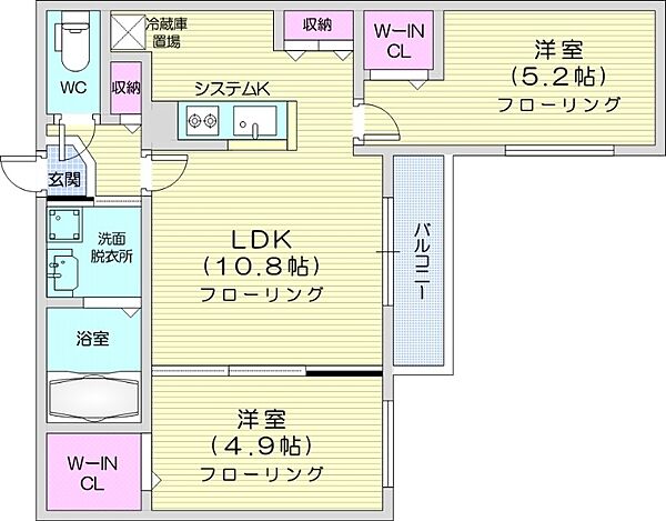 S-RESIDENCE琴似4条 ｜北海道札幌市西区琴似四条7丁目(賃貸マンション2LDK・4階・50.14㎡)の写真 その2