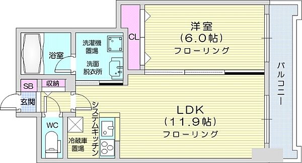 Square　Ms6142 ｜北海道札幌市中央区南六条西14丁目(賃貸マンション1LDK・5階・41.02㎡)の写真 その2