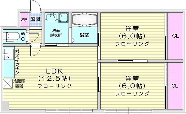 北海道札幌市東区北三十条東7丁目(賃貸マンション2LDK・3階・53.64㎡)の写真 その2