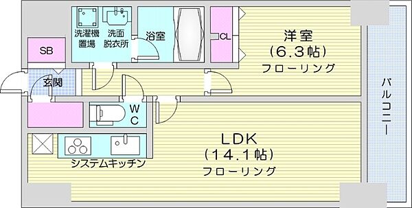 北海道札幌市北区北八条西3丁目(賃貸マンション1LDK・20階・54.19㎡)の写真 その2