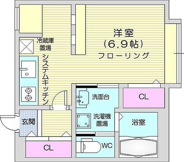 ドゥ・ヴィルヌーブ ｜北海道札幌市中央区南五条西11丁目(賃貸マンション1K・1階・19.78㎡)の写真 その2