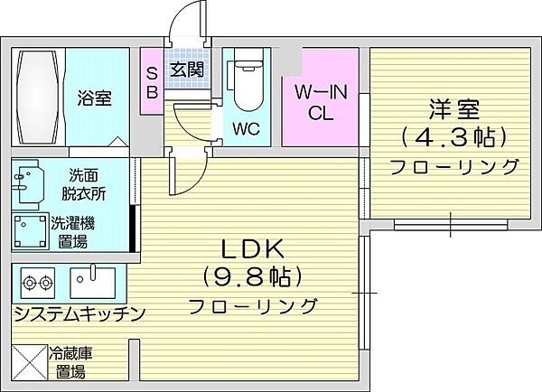 北海道札幌市東区北十二条東2丁目(賃貸マンション1LDK・4階・33.00㎡)の写真 その2