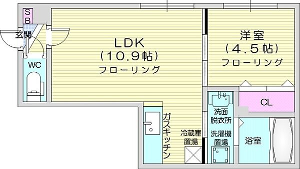 オッペンハイム元町 ｜北海道札幌市東区北二十二条東15丁目(賃貸マンション1LDK・1階・34.27㎡)の写真 その2