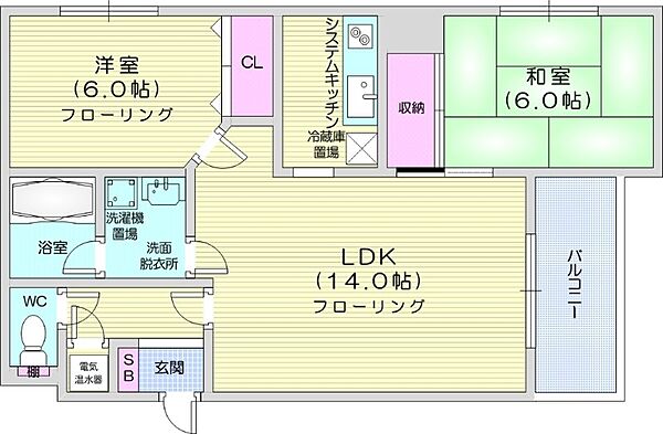 ラ・チポラ ｜北海道札幌市東区北三十条東19丁目(賃貸アパート2LDK・2階・61.83㎡)の写真 その2