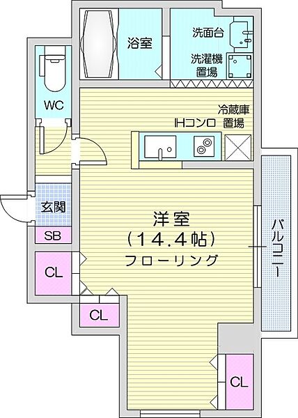 北海道札幌市北区北二十二条西6丁目(賃貸マンション1K・5階・32.83㎡)の写真 その2