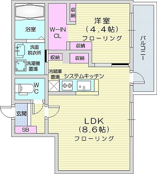 北海道札幌市北区麻生町1丁目(賃貸マンション1LDK・3階・33.04㎡)の写真 その2