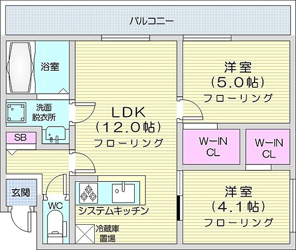 noblehill南郷通 ｜北海道札幌市白石区南郷通20丁目南(賃貸マンション2LDK・2階・48.91㎡)の写真 その2