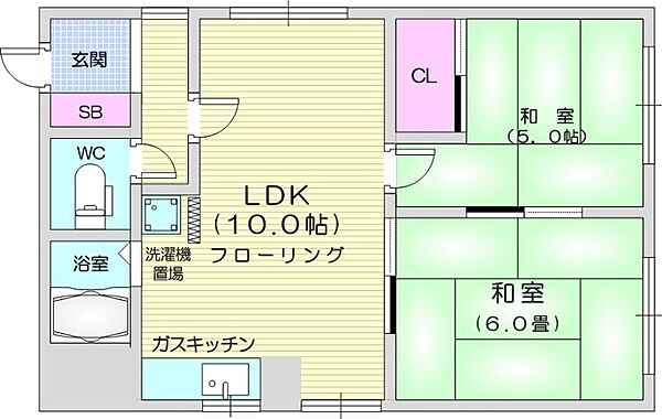 北海道札幌市北区篠路三条2丁目(賃貸アパート2LDK・3階・41.74㎡)の写真 その2