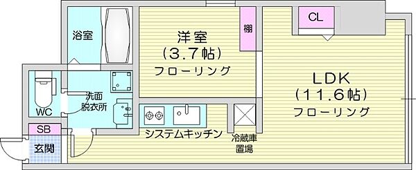 カサトレスネオ ｜北海道札幌市中央区南二条西9丁目(賃貸マンション1LDK・6階・32.60㎡)の写真 その2