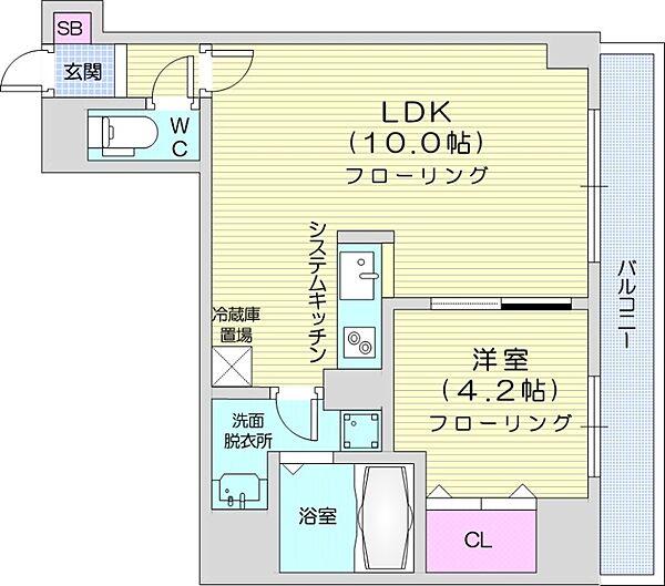 パークヒルズ中央25 ｜北海道札幌市中央区南二条東5丁目(賃貸マンション1LDK・8階・33.50㎡)の写真 その2