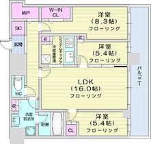 ONE札幌ステーションタワー  ｜ 北海道札幌市北区北八条西1丁目（賃貸マンション3LDK・15階・85.14㎡） その2