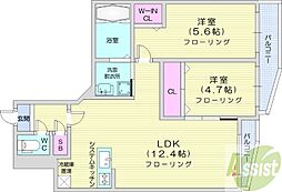 Diore Residence Sapporo 2LDKの間取図画像