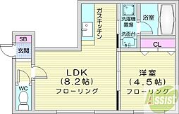 イーストコート3 1LDKの間取図画像