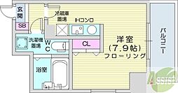 アストリア北大前 4階ワンルームの間取り