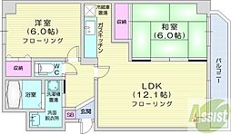 コスモ本町A棟 2LDKの間取図画像