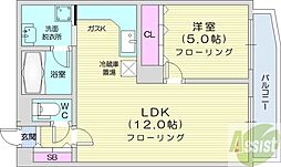 レーヴフロレゾン 2階1LDKの間取り