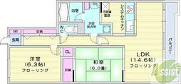 THE RESIDENCE PARK ODORIKOEN 9階2LDKの間取り