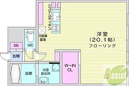 札幌市豊平区月寒中央通5丁目マンション ワンルームの間取図画像