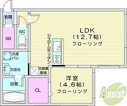 カレラ学園前 4階1LDKの間取り