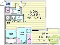 La・isola月寒 4階1LDKの間取り