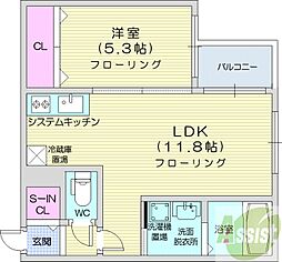 Aston.M 3階1LDKの間取り