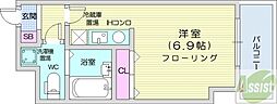 アストリア北大前 9階ワンルームの間取り
