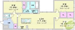 札幌市西区八軒八条東1丁目マンション 3LDKの間取図画像