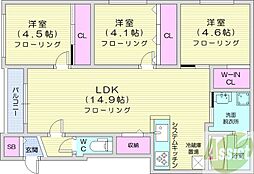 札幌市中央区南十四条西16丁目マンション 3LDKの間取図画像