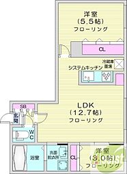 REN　FAULT栄通 3階2LDKの間取り