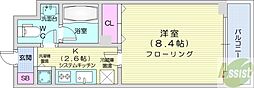レジディア北三条 6階1Kの間取り