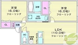 ランドマーク21 2LDKの間取図画像