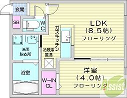 Capella大通南 4階1LDKの間取り