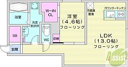 Ｔ−ＳＴＡＧＥ　ＦＵＳＨＩＭＩ 3階1LDKの間取り