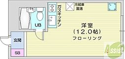 札幌市営南北線 北18条駅 徒歩2分の賃貸マンション 2階ワンルームの間取り