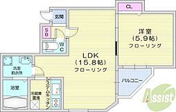 ibiza中島公園 4階1LDKの間取り