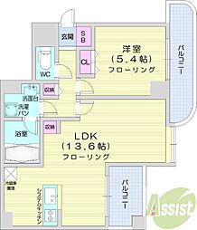 エスティ32 1LDKの間取図画像