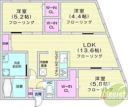 ラグランジュ円山 3LDKの間取図画像