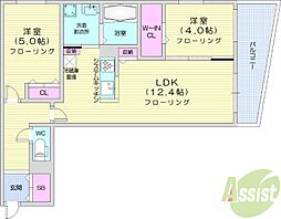 札幌市豊平区平岸四条7丁目マンション 2LDKの間取図画像